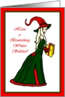 Have a Bewitching Winter Solstice Witch with Present card