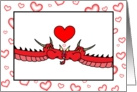 Valentine’s Day Kissing Dragons and Hearts card