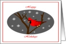 Happy Holidays Cardinal in a Tree card