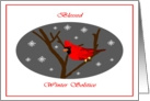 Blessed Winter Solstice Cardinal in a Tree card