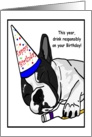 Happy Birthday Drunk Boston Terrier Dog card