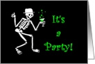 Hallowen Party Invitation Dancing Skeleton with Drink card
