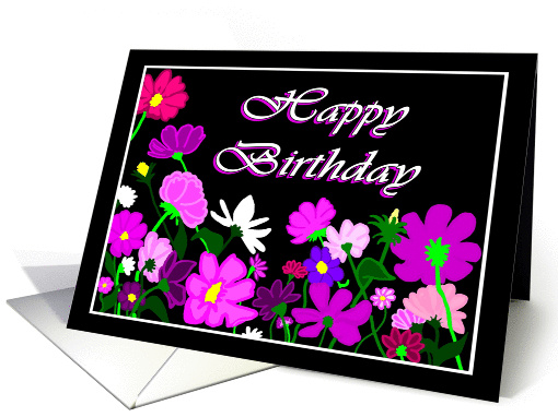 Happy Birthday Vibrant Garden of Flowers card (1011369)