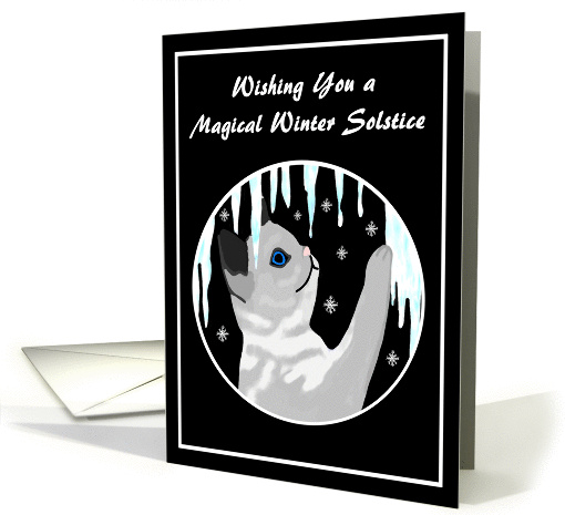 Have a Magical Winter Solstice Kitten with Icicles card (1054447)