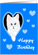 Happy Birthday Kitten and Hearts card