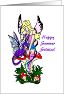 Happy Summer Solstice Faerie and Dragon card