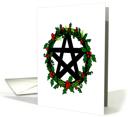 Yule Holly Wreath Pagan Pentacle card (1399500)