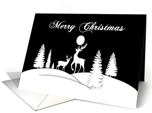 Merry Christmas Deer and Forest Under Full Moon card (1739968)