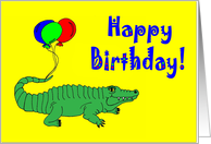 Alligator with Ballons, Happy Birthday! card