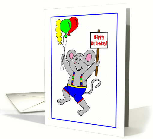 Happy Birthday Mouse with Balloons and Sign card (792531)