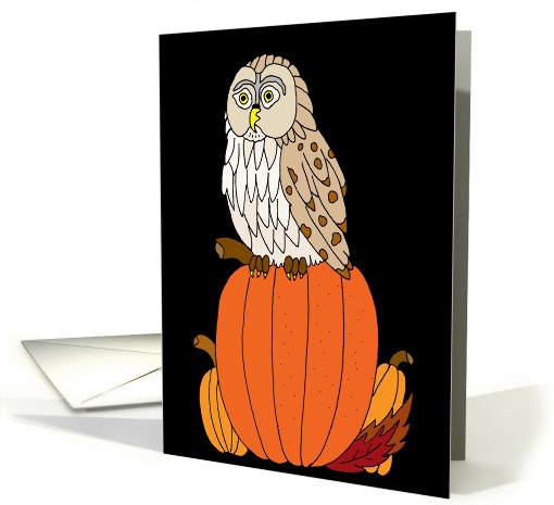 Mabon Blessings Owl on Pumpkins card (792534)