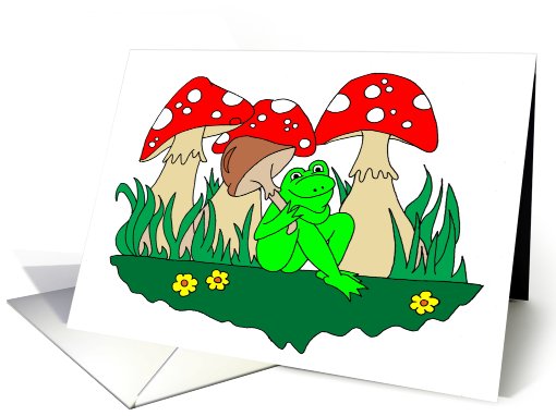 Frog and Mushrooms, Thinking of You card (792647)