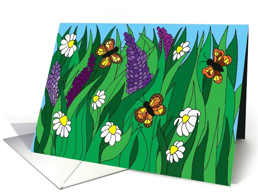 Happy Birthday Butterfly and Flower Garden card (797484)