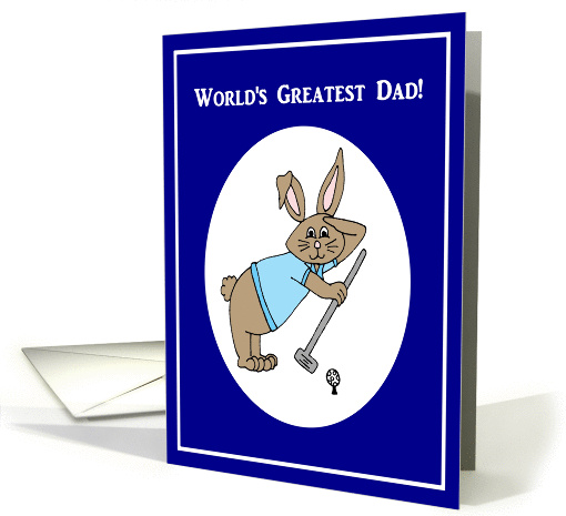 Happy Father's Day Golfing Bunny card (816656)