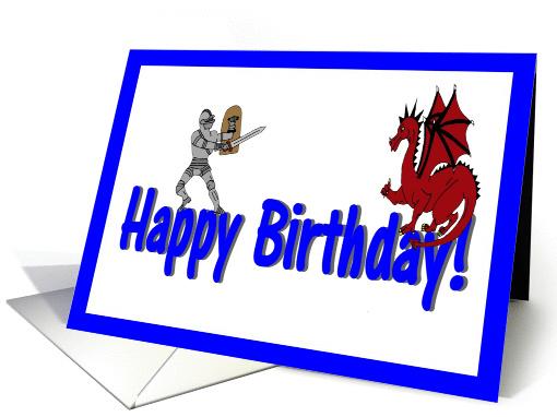 Happy Birthday Knight and Dragon card (818048)