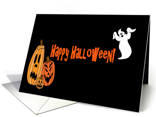 Happy Halloween Jack O' Lanterns and Ghost card (820331)