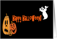 Happy Halloween Jack O’ Lanterns and Ghost card