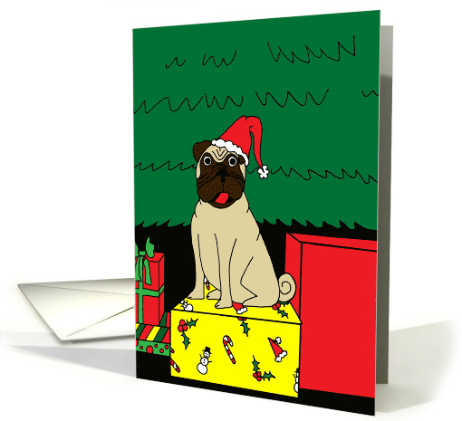 Christmas Pug, Tree and Presents card (825214)