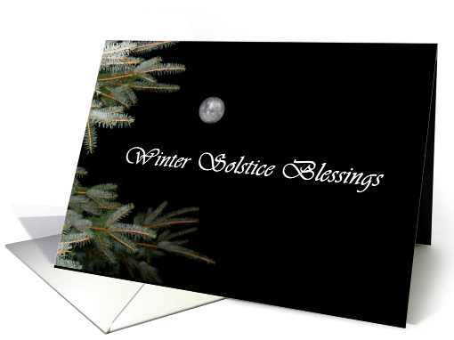 Winter Solstice Blessings Evergreens and Full Moon card (833485)