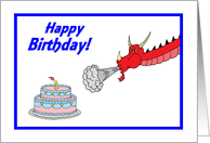Happy Birthday, Dragon with Birthday Cake card