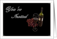 Wine Tasting Party Invitation, Wine Glass, Bottle and Grapes card