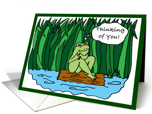 Thinking of You Cartoon Frog on a Log card (886625)