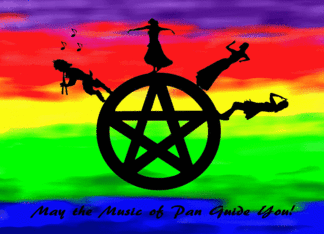 Pagan Pentacle with Pan and Dancers card (893018)