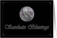 Samhain Blessings Full Moon Owl card