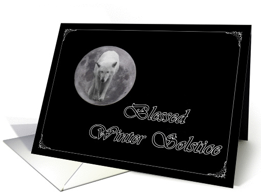 Blessed Winter Solstice Full Moon Wolf card (896185)