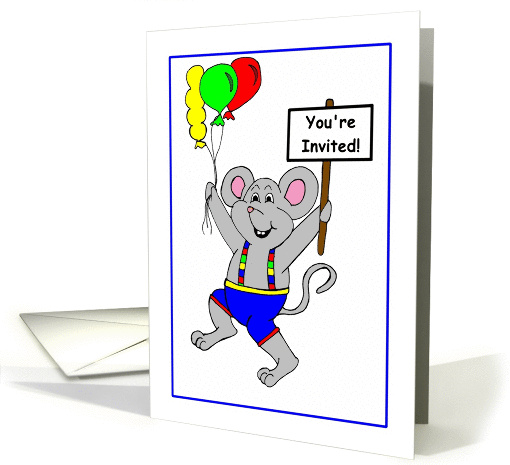 Birthday Party Mouse with Balloons Invitation card (896693)