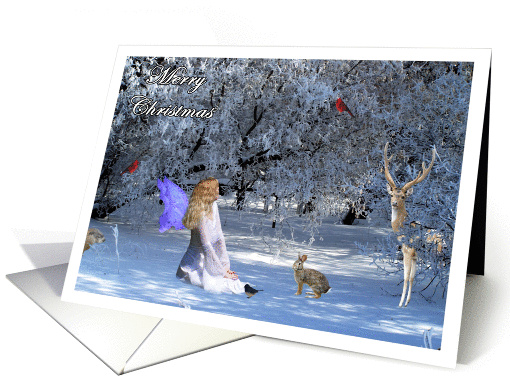 Merry Christmas Fairy and Animals card (896695)