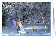 Merry Christmas Fairy and Animals card