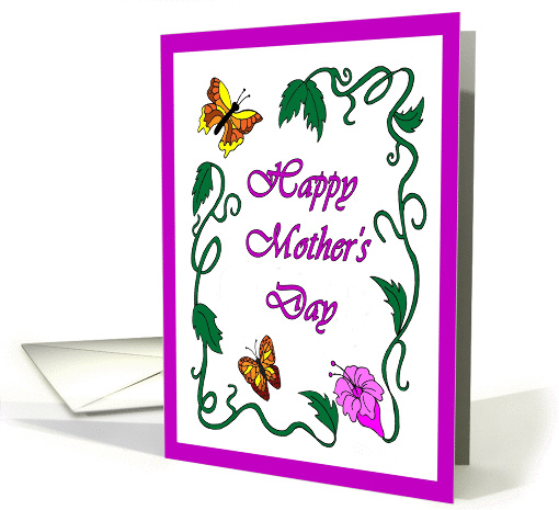 Happy Mother's Day Flower and Butterflies card (896796)