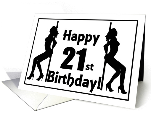 Happy 21st Birthday Pole Dancer sillouettes card (898792)