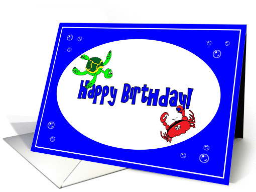 Happy Birthday Ocean Turtle and Crab card (899989)