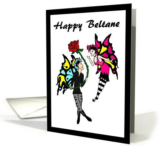 Happy Beltane Faeries with Rose card (907438)