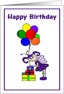 Happy Birthday Fairy Girl with Presents and Balloons card