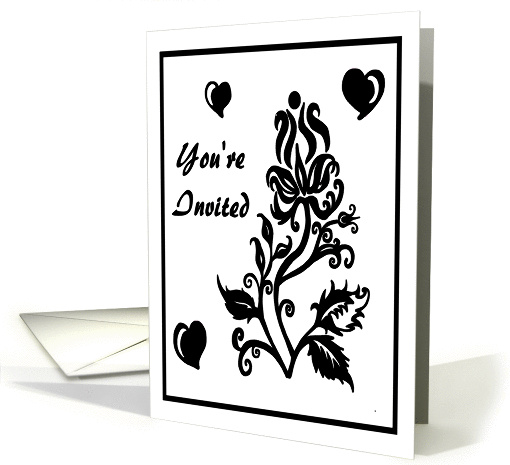 Wedding Invitation Flower Design and Hearts card (909066)