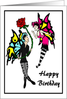 Happy Birthday Goth Faeries with Rose card