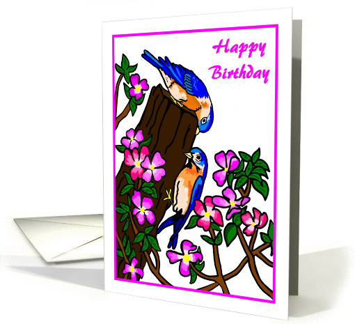 Happy Birthday Birds and Flowers card (910347)
