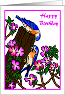 Happy Birthday Birds and Flowers card