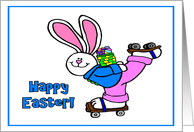 Happy Easter Bunny on Rollerskates card