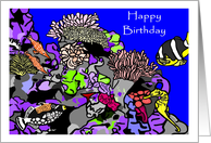 Happy Birthday Reef with Fish and Coral card