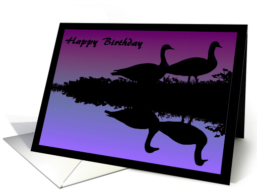 Happy Birthday Ducks Silhouettes Sunset Reflections card (913483)