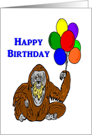 Happy Birthday Orangutan Monkey with Balloons card