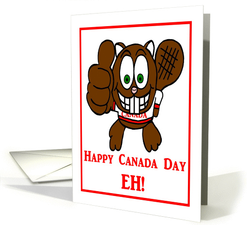 Happy Canada Day Thumbs Up Beaver card (918283)