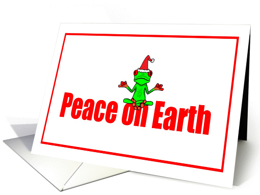 Peace on Earth, Meditating Tree Frog with Santa Hat card (959775)