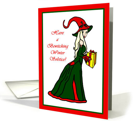 Have a Bewitching Winter Solstice Witch with Present card (965135)