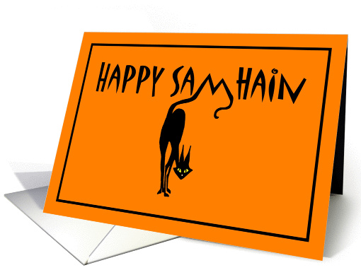 Happy Samhain Black cat card (966473)