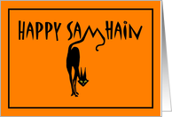 Happy Samhain Black cat card